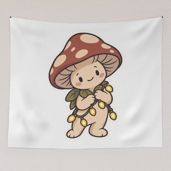 Item preview, Cute Mushroom Sprite with Christmas Fairy Lights designed and sold by OuqCreations.