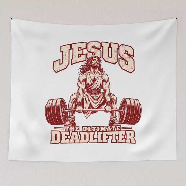 Item preview, The Ultimate Deadlifter Jesus Barbell Gym designed and sold by chattsuede.