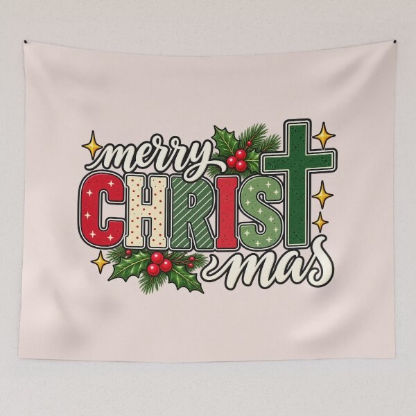 Item preview, Merry Christ-mas Cross, Christian Christmas Holly, Festive Holiday, Religious Faith Based Xmas Aesthetic designed and sold by Quiajia.