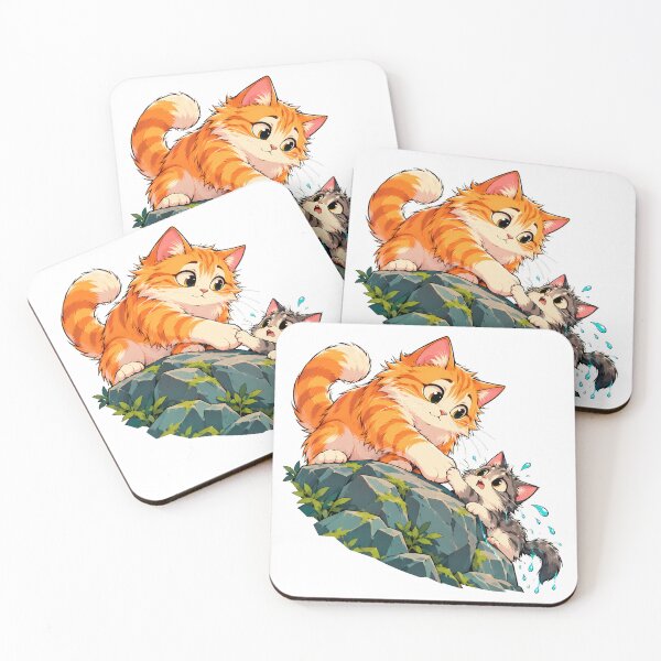 Item preview, Cat Helping Kitten Cliff Rescue Story designed and sold by chattsuede.