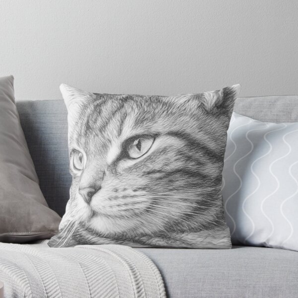 Item preview, Black and White Tabby Cat Pencil Sketch Portrait designed and sold by Leon Woods Pencil Art.