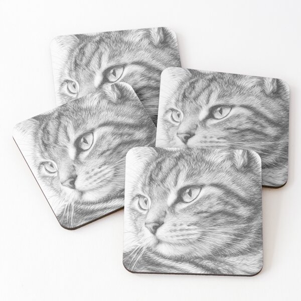 Item preview, Black and White Tabby Cat Pencil Sketch Portrait designed and sold by Leon Woods Pencil Art.