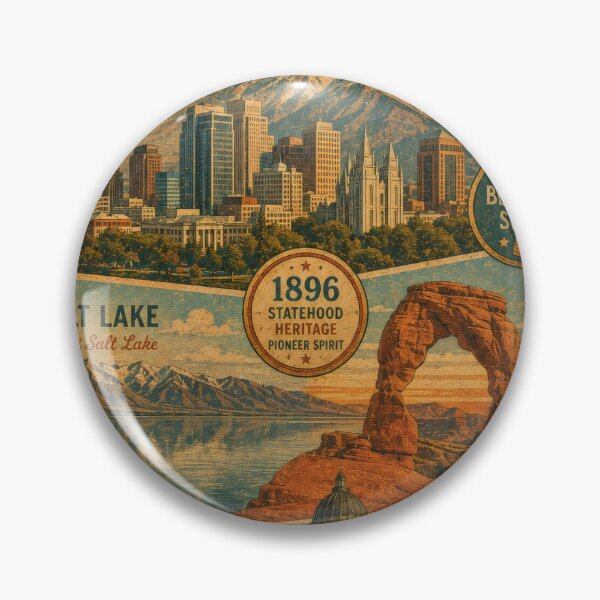 Item preview, Vintage Utah Postage Stamp Illustration, Retro Beehive State Travel Poster with Monument Valley, Red Rock Canyons and Dramatic Desert Landscapes, Nostalgic Americana Souvenir Wall Art designed and sold by PaintedPixels01.
