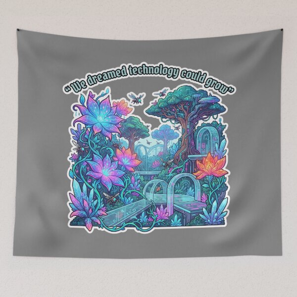 Item preview, Bioluminescent Futuristic Cybernetic Garden Mechanical Plants Art designed and sold by KhAIa Reeve Art Studio.
