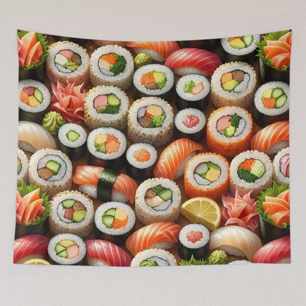 Item preview, Fresh Sushi Platter Pattern designed and sold by Sybille-Yates.