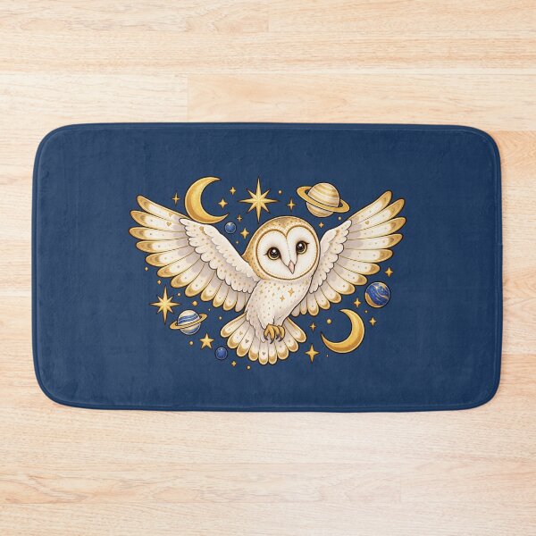 Item preview, Celestial Barn Owl – Golden Moon and Stars designed and sold by Britishdelights.