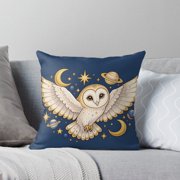Item preview, Celestial Barn Owl – Golden Moon and Stars designed and sold by Britishdelights.