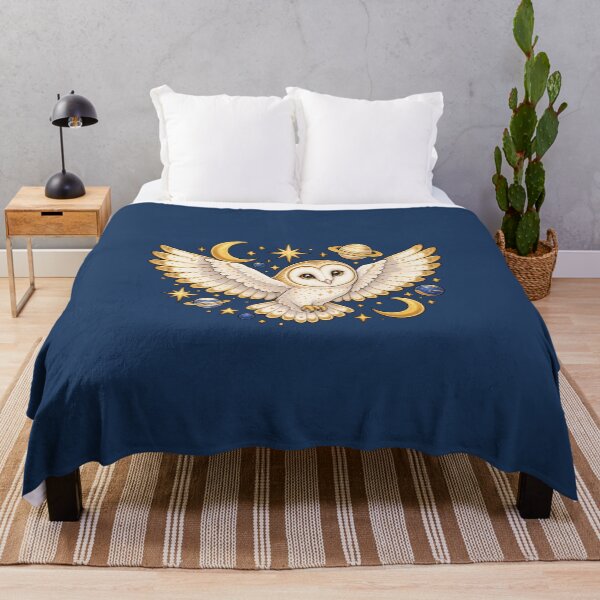 Item preview, Celestial Barn Owl – Golden Moon and Stars designed and sold by Britishdelights.