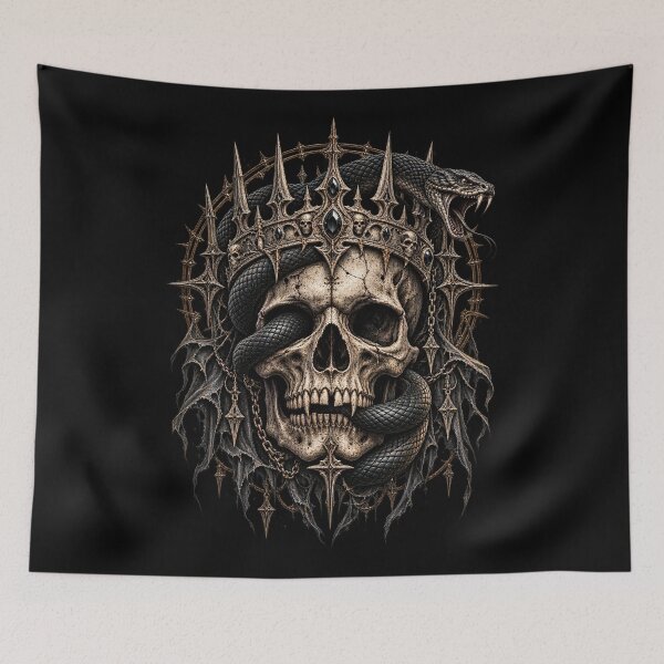Item preview, Serpent King Skull Crown – Dark Gothic Snake Tattoo Art designed and sold by GrimCuteStudio.