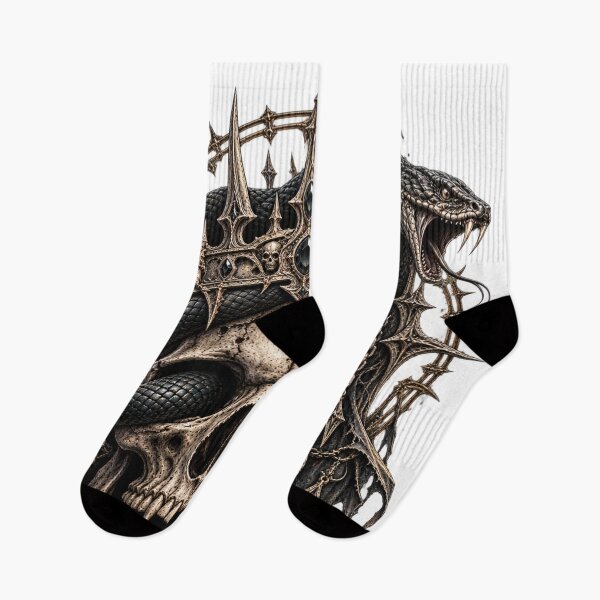 Item preview, Serpent King Skull Crown – Dark Gothic Snake Tattoo Art designed and sold by GrimCuteStudio.