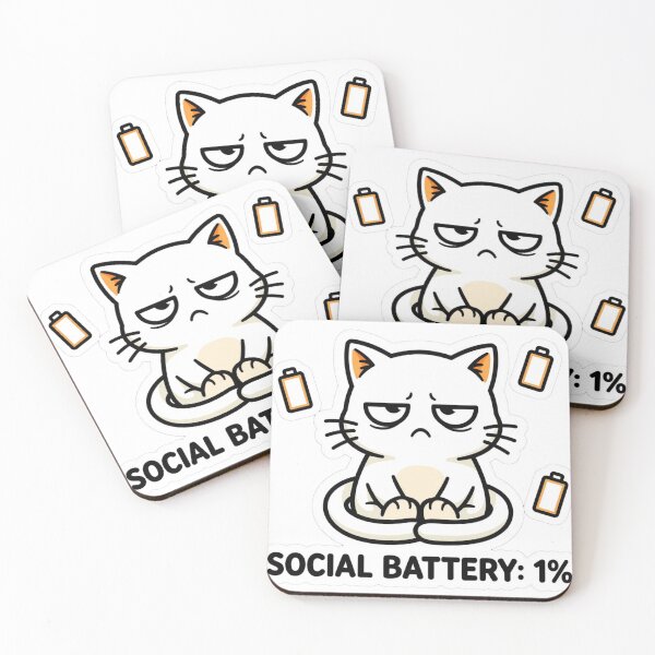 Item preview, Social Battery Cat — "SOCIAL BATTERY: 1%" designed and sold by Inkabbmate.