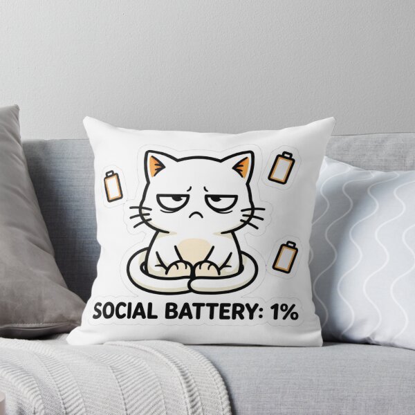 Item preview, Social Battery Cat — "SOCIAL BATTERY: 1%" designed and sold by Inkabbmate.