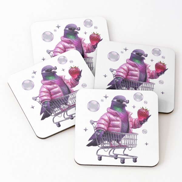 Item preview, Drip Pigeon – Surreal Chrome Shopping Cart Bird Art designed and sold by designbyuzi.