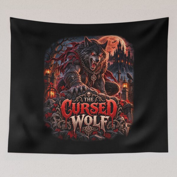 Item preview, The Cursed Wolf — Gothic Werewolf Halloween Art designed and sold by Dovarune.