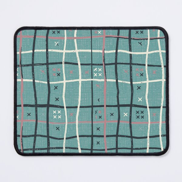 Item preview, Teal Hand Drawn Plaid Mid Mod Comfort designed and sold by Pattique.
