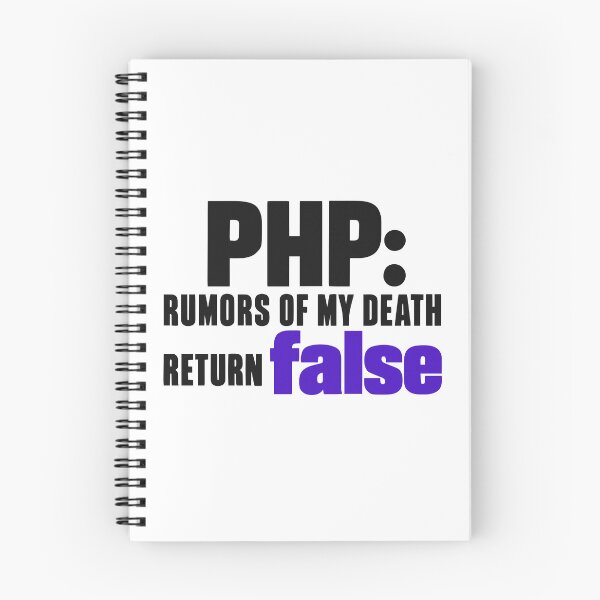 Item preview, PHP Rumors Of My Death Return False Funny Programmer Typography designed and sold by ThreadQuirk.