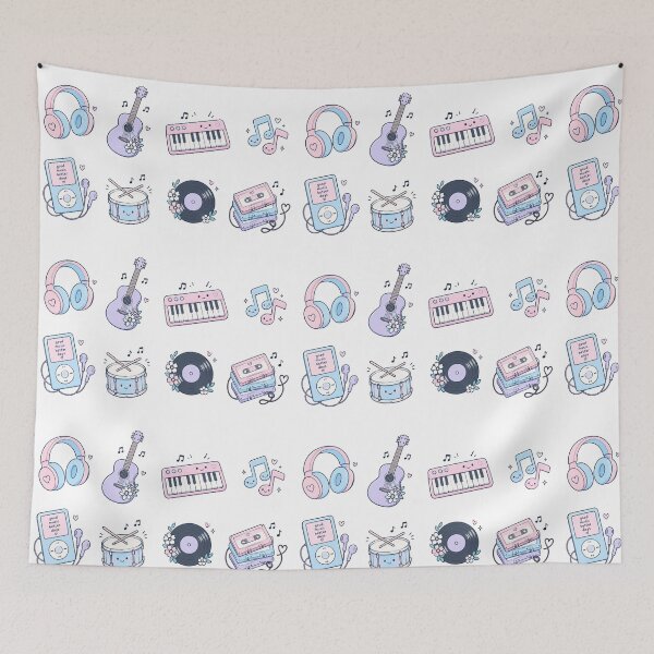 Item preview, Cute Pastel Music Instrument Doodles designed and sold by Rehnair.
