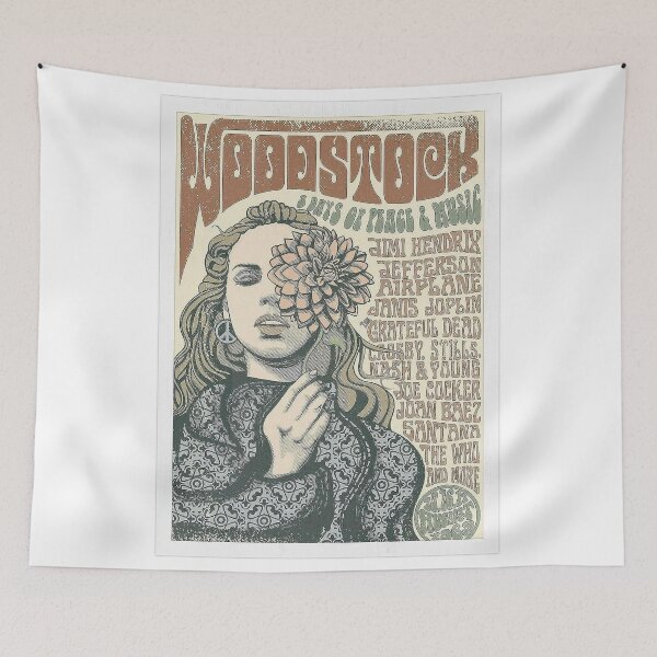 Item preview, Woodstock Original Custom Vintage Music Band Tee Unique Poster Wall Art designed and sold by Cool Robot Bro..