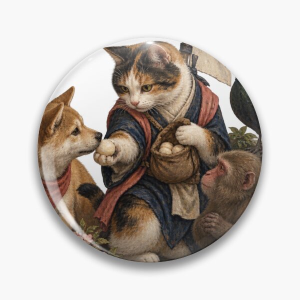 Item preview, Momotaro Cat Sharing Dumplings with Companions designed and sold by Ocelot-T.