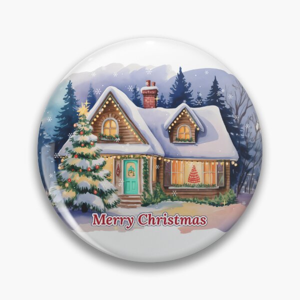 Item preview, Watercolor Christmas Cottage in Snow, Cozy Winter Holiday Art designed and sold by Deepsleepstudio.