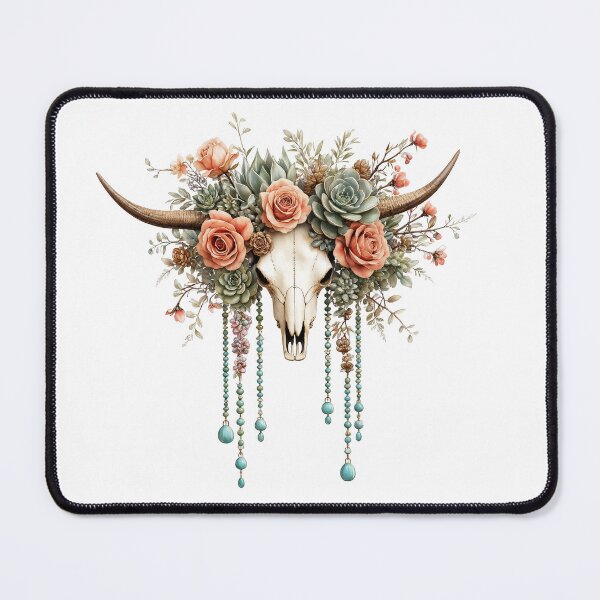 Item preview, Boho Floral Highland cow Skull designed and sold by pietini.