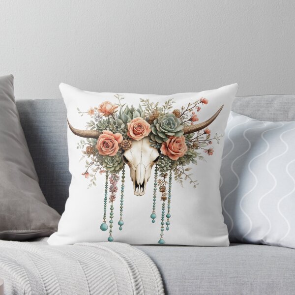 Item preview, Boho Floral Highland cow Skull designed and sold by pietini.
