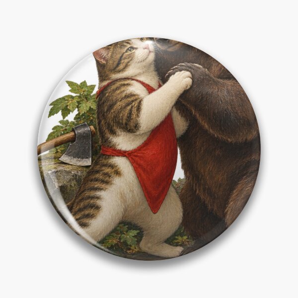 Item preview, Kintaro Cat Wrestling a Mountain Bear designed and sold by Ocelot-T.