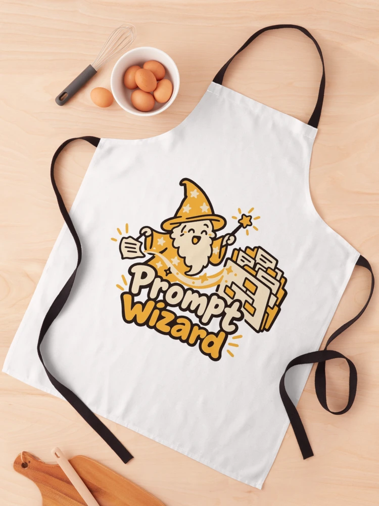 Thumbnail 1 of 6, Apron, Prompt Wizard Cute Automation Design designed and sold by ThreadQuirk.
