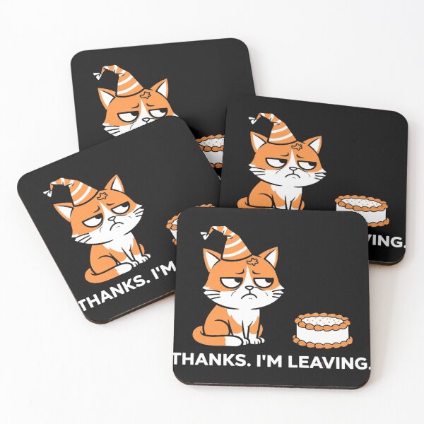 Item preview, Thanks I'm Leaving Birthday Cat Sticker designed and sold by Inkabbmate.