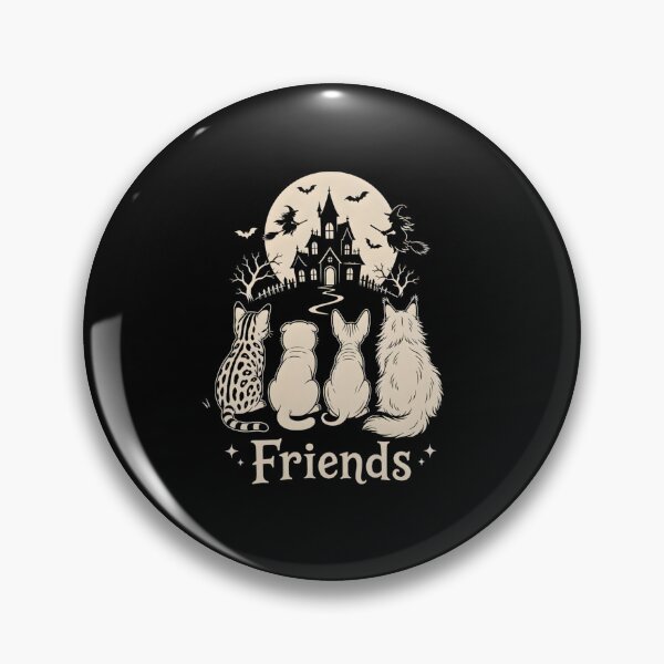 Item preview, Friends – Four cats as silhouettes in front of the glowing haunted house designed and sold by Bengoer18.
