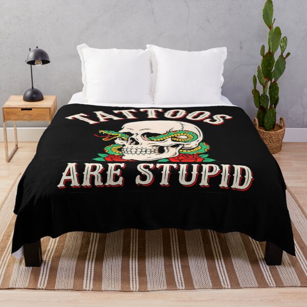 Item preview, Tattoos Are Stupid Retro Skull Snake Rose Ink Humor designed and sold by Noctilune.
