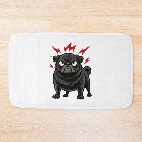 Item preview, Angry Pug Illustration in Black - Cute and Fierce Dog Art Design ⭐⭐⭐⭐⭐ designed and sold by Tom-N.
