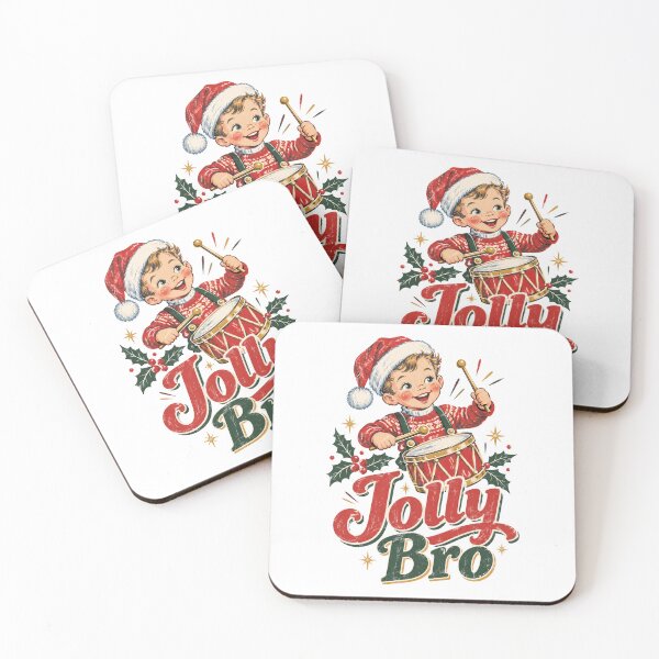 Item preview, Retro Jolly Bro Little Drummer Boy in Santa Hat designed and sold by Watercolorsart.