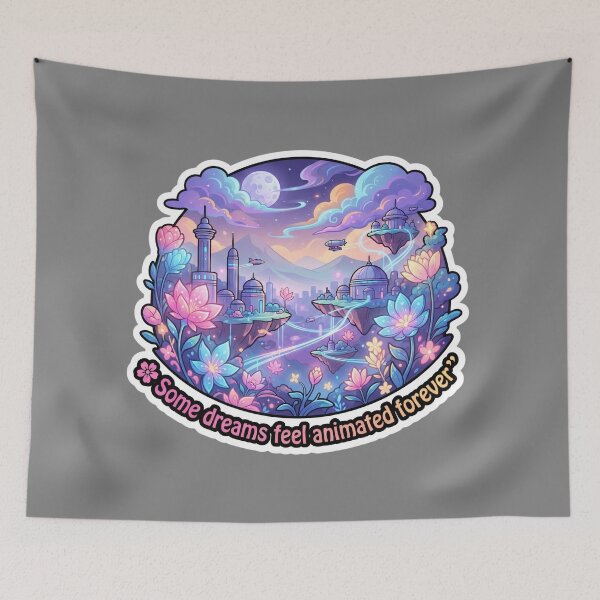 Item preview, Dreamlike Floating Islands Glowing Flowers Anime Landscape designed and sold by KhAIa Reeve Art Studio.