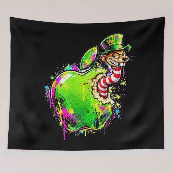 Item preview, Lord Cash – Neon Green Apple Worm | Pop Art Street Art Graffiti by PLUSHIWORLD designed and sold by PLUSHIWORLDtm.