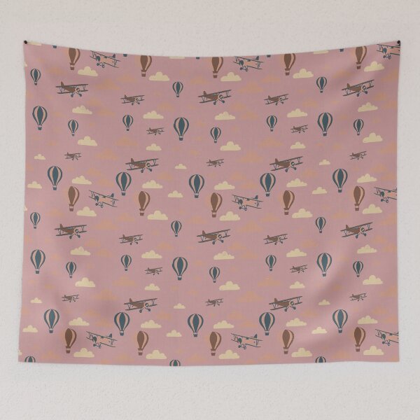 Item preview, Dusty Pink Nursery Vintage Aviation Nostalgic Dreamy Flight designed and sold by Pattique.