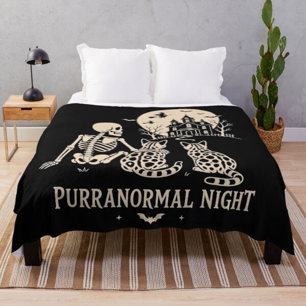 Item preview, Purranormal Night – Skeleton and Bengal cats around the campfire at night designed and sold by Bengoer18.