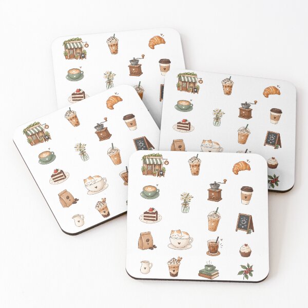 Item preview, Cozy Coffee Shop Cafe Doodles designed and sold by Rehnair.
