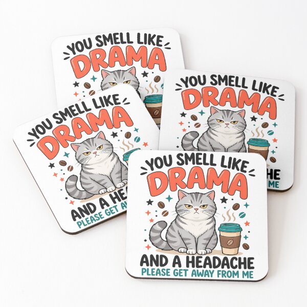 Item preview, You Smell Like Drama And A Headache Funny Cat Coffee Lover designed and sold by Rtcraftani.