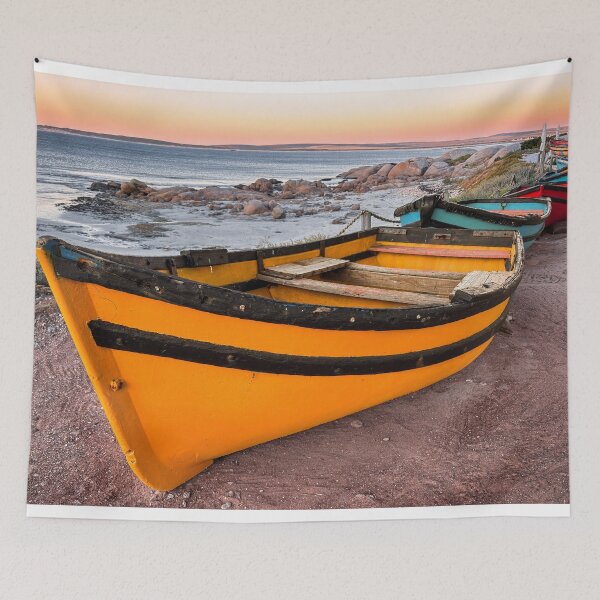 Item preview, Vibrant Wooden Fishing Boats Landscape Photo designed and sold by Coastal Wearable Art & Home Decor.