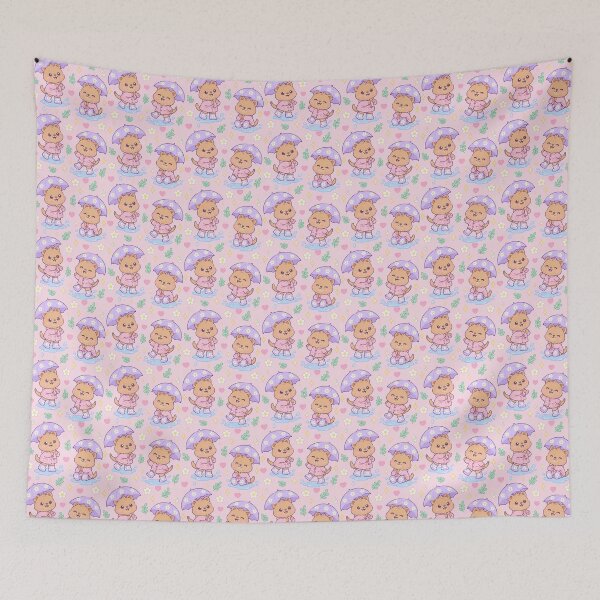 Item preview, Kawaii Rainy Day Quokka with Daisy Rain Boots Pastel Pattern designed and sold by Soft Berry Studio.