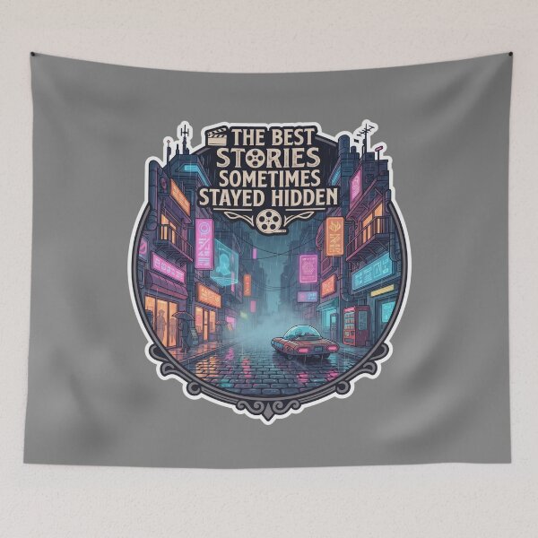 Item preview, Rainy Neon Retro Futuristic City Street Reflection Art designed and sold by KhAIa Reeve Art Studio.