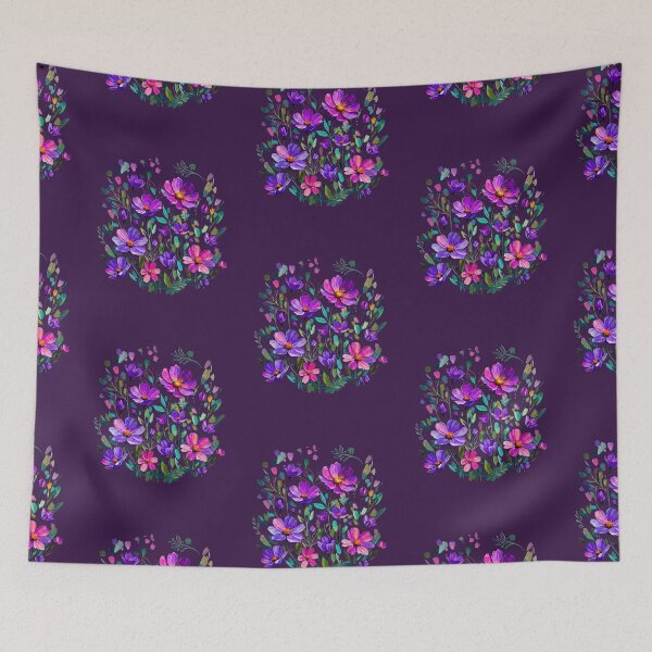 Item preview, Wild Purple Cosmos - Vibrant Impasto Floral Meadow Art designed and sold by Chroma Dreams .