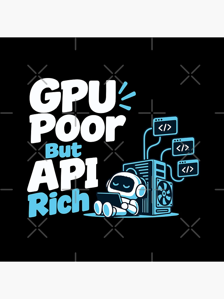 Thumbnail 4 of 4, Clock, GPU Poor But API Rich Local AI T-Shirt designed and sold by ThreadQuirk.