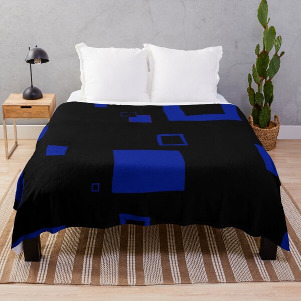 Item preview, Blue Hand-Drawn Squares on Black — Abstract Geometric Wall Art Pattern designed and sold by dfly-creations.