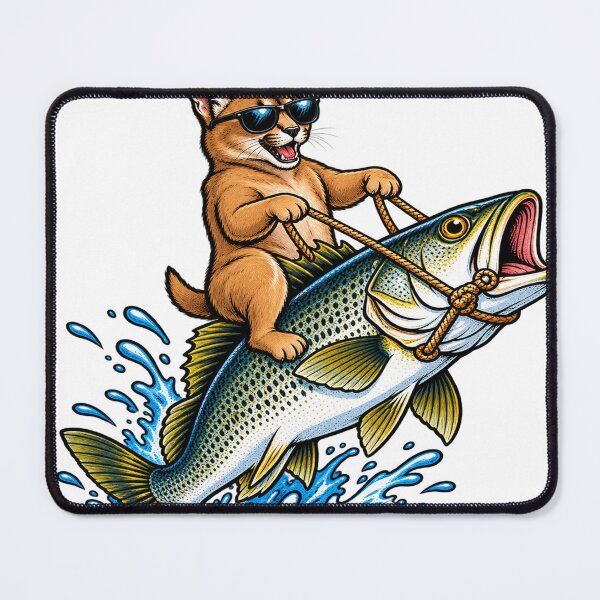 Item preview, Cool Floppa Cat Surfing a Leaping Fish designed and sold by saadzoro07.