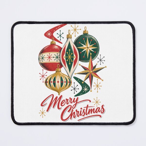 Item preview, Mid Century Retro Christmas Ornaments Merry Christmas designed and sold by Watercolorsart.