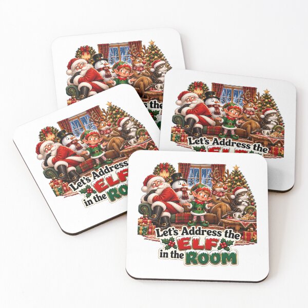 Item preview, Let's Address the Elf in the Room – Funny Christmas Pun with Santa and Elf designed and sold by SVALANART.