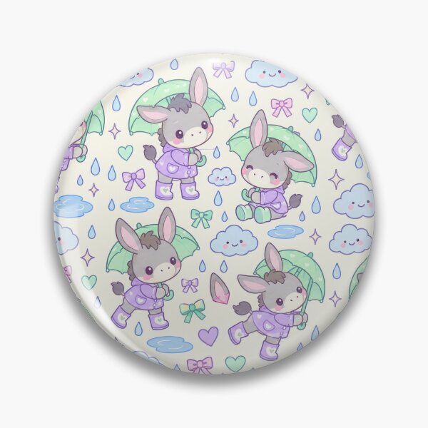 Item preview, Kawaii Rainy Day Donkey with Heart Rain Boots Pastel Pattern designed and sold by Soft Berry Studio.
