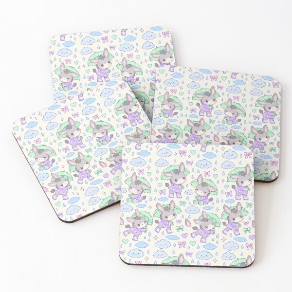 Item preview, Kawaii Rainy Day Donkey with Heart Rain Boots Pastel Pattern designed and sold by Soft Berry Studio.